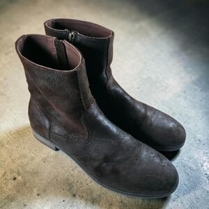 Aston Grey Zip Boots Mens 10 Brown Leather Distressed Tall Ankle Casual Rustic